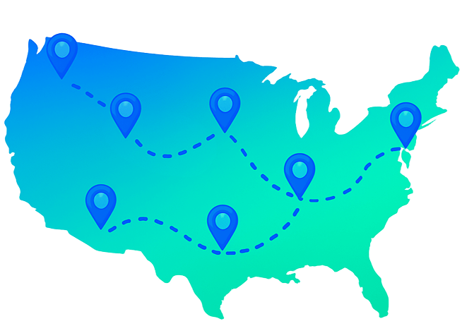 US map with shipper locations