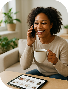 Woman on phone call in office